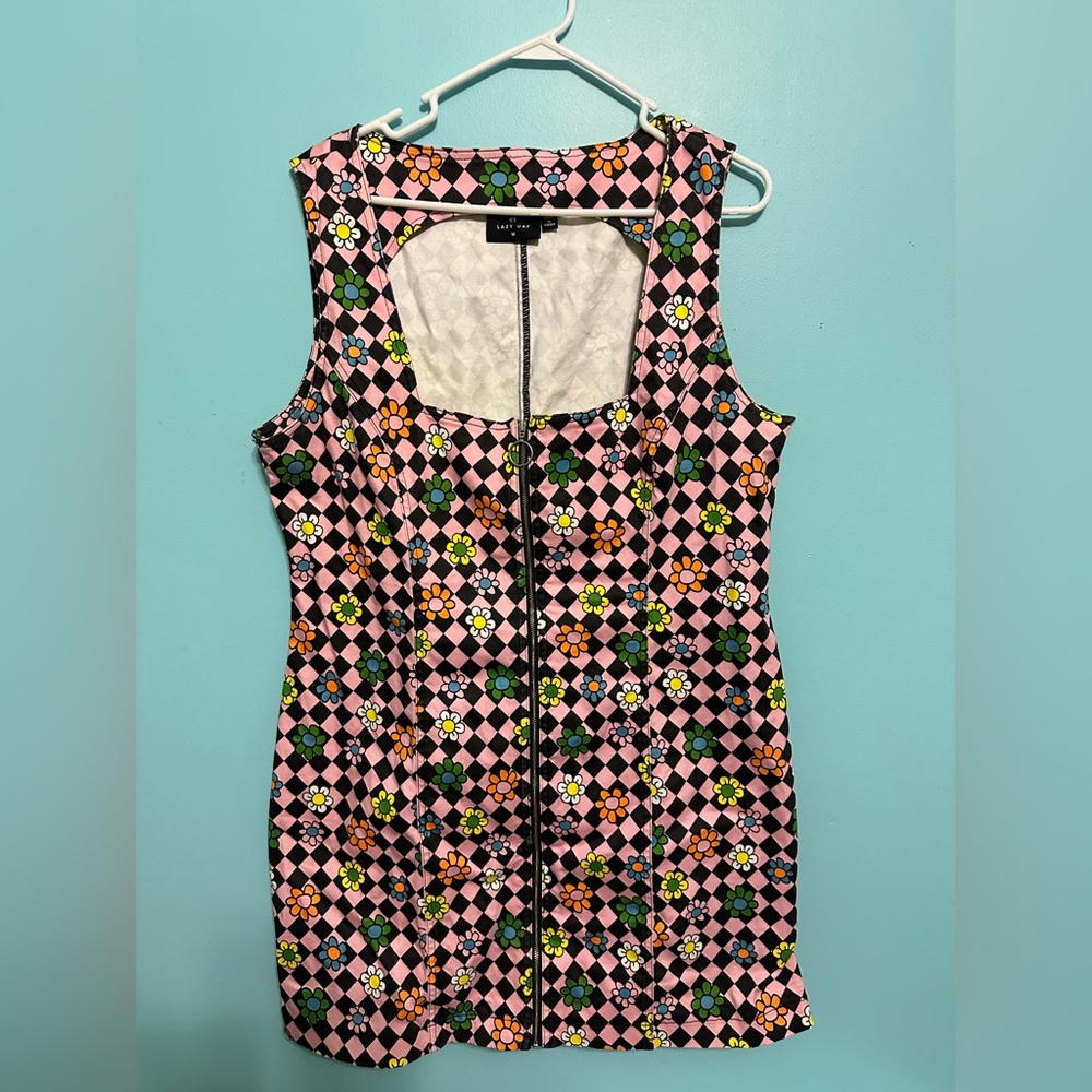 Plus Size Lazy Oaf Flower And Smiley Face Dress - image 1